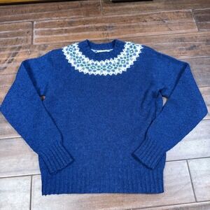 Vintage Dean's Of Scotland Cardigan Fair Isle Sweater | Blue | Size 38 Small